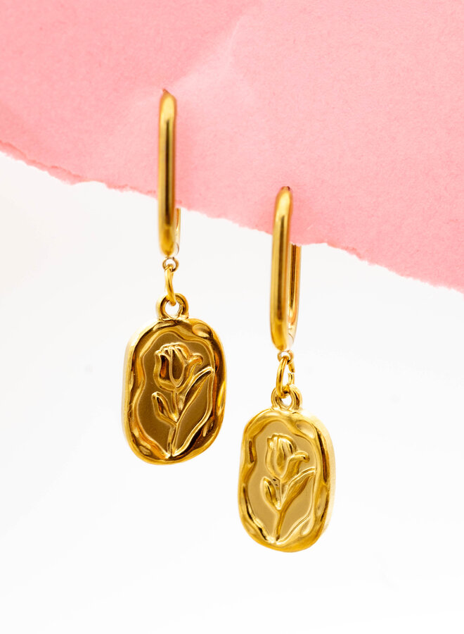 Bedel oorbellen bold rose goud