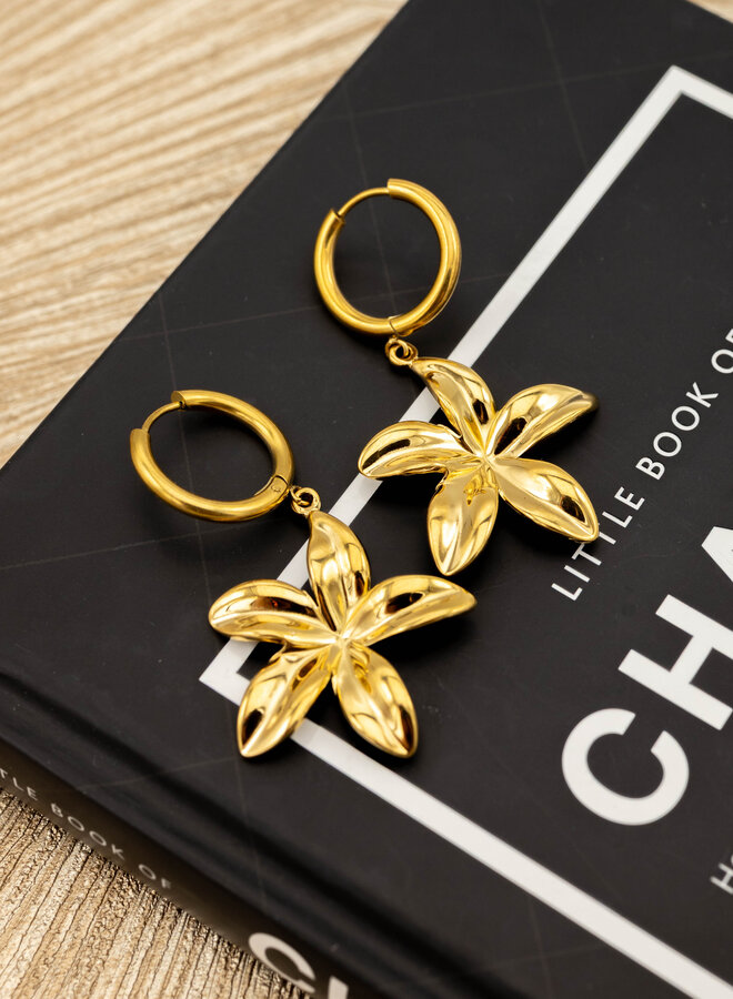 Bedel oorbellen wild flower goud