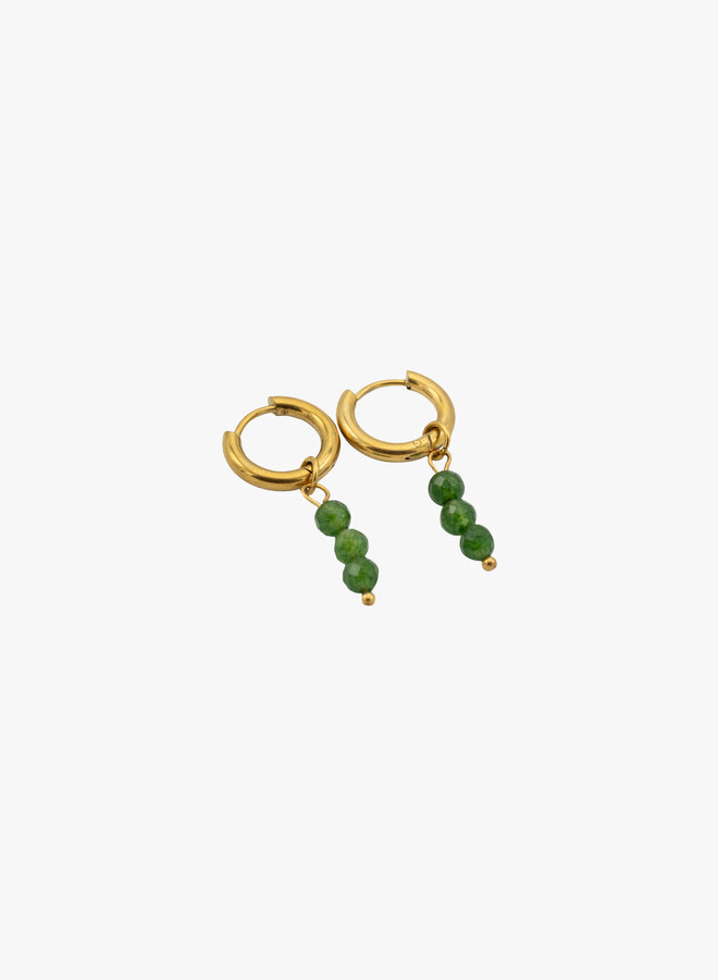 Bedel oorbellen groene kralen