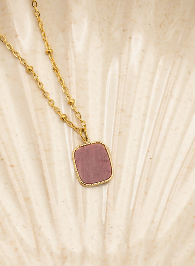 Bedel ketting rode steen goud