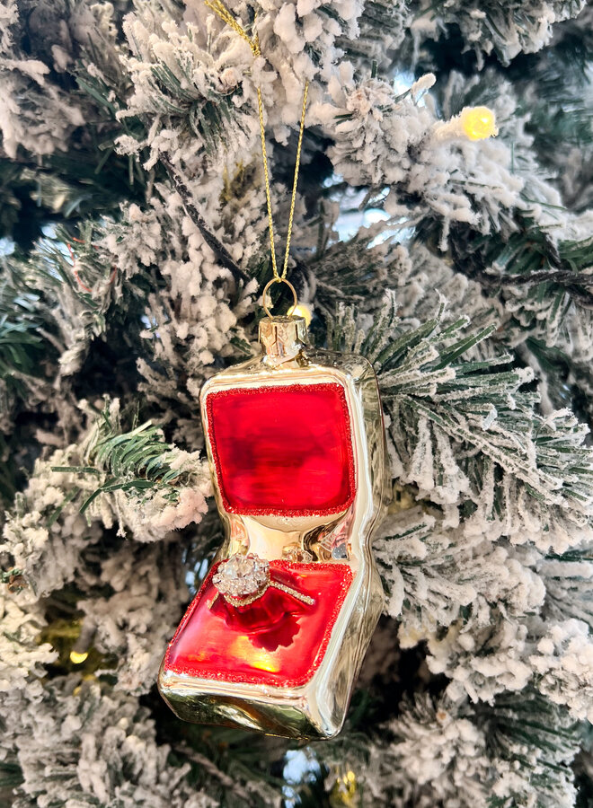 Kerst ornament ringendoosje rood