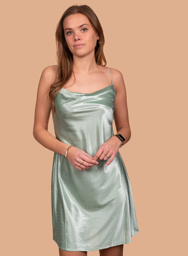 Jurk groen glim steentjes