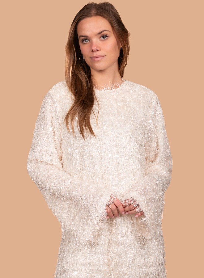 Glitter jurk Viv creme