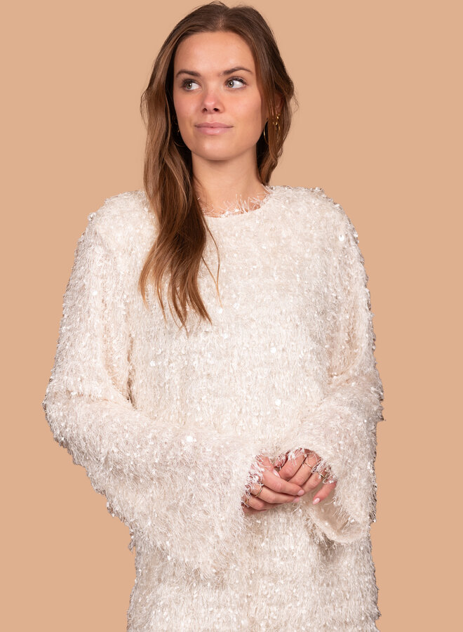 Glitter jurk Viv creme