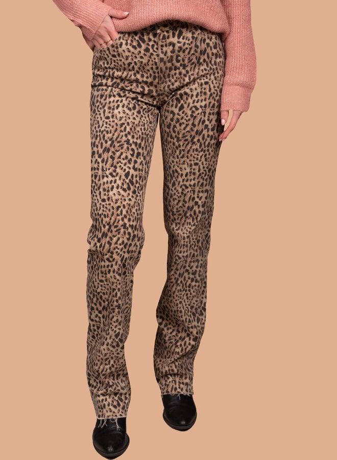 Stretch jeans luipaard extra lang