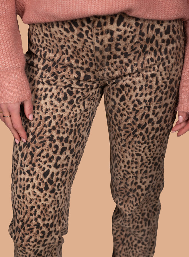 Stretch jeans luipaard extra lang
