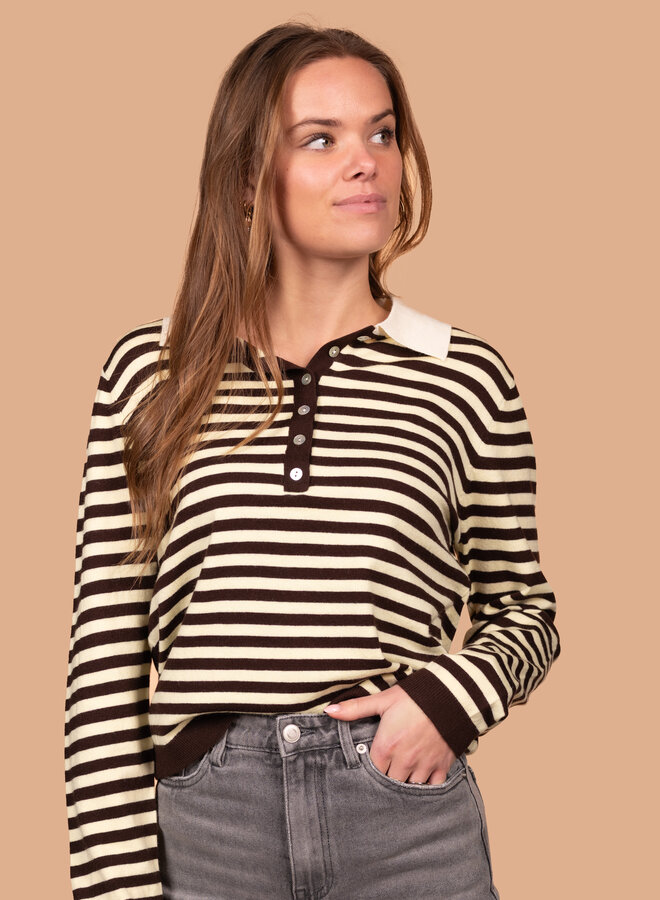 Gestreepte trui Tess chocolade