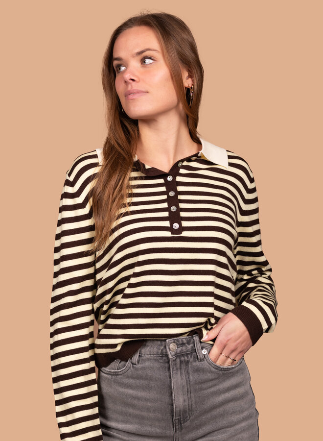 Gestreepte trui Tess chocolade