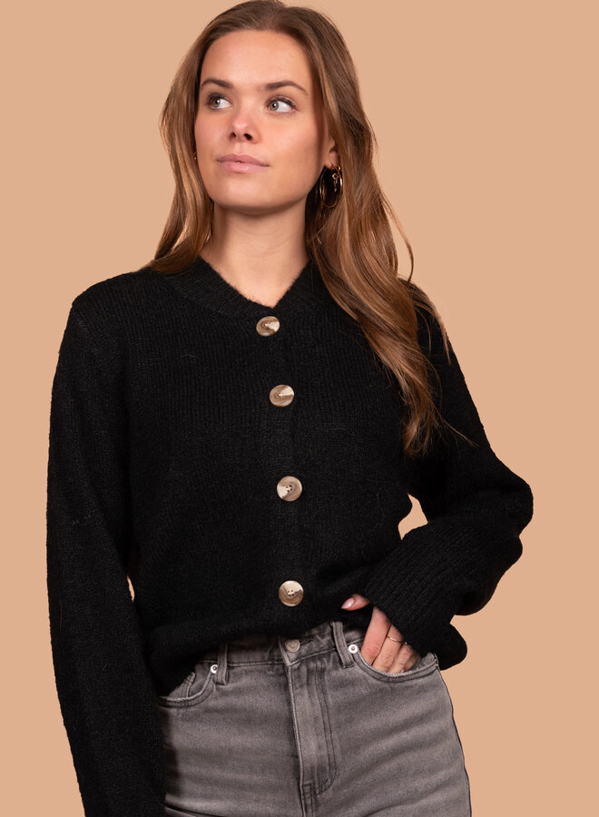 Warm vest parelmoer knopen zwart