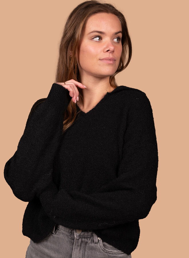 Warme trui met kraagje zwart