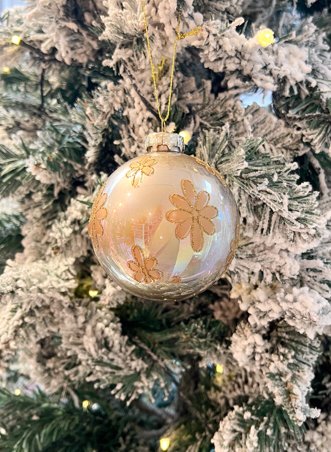 Kerstbal bronze with flowers