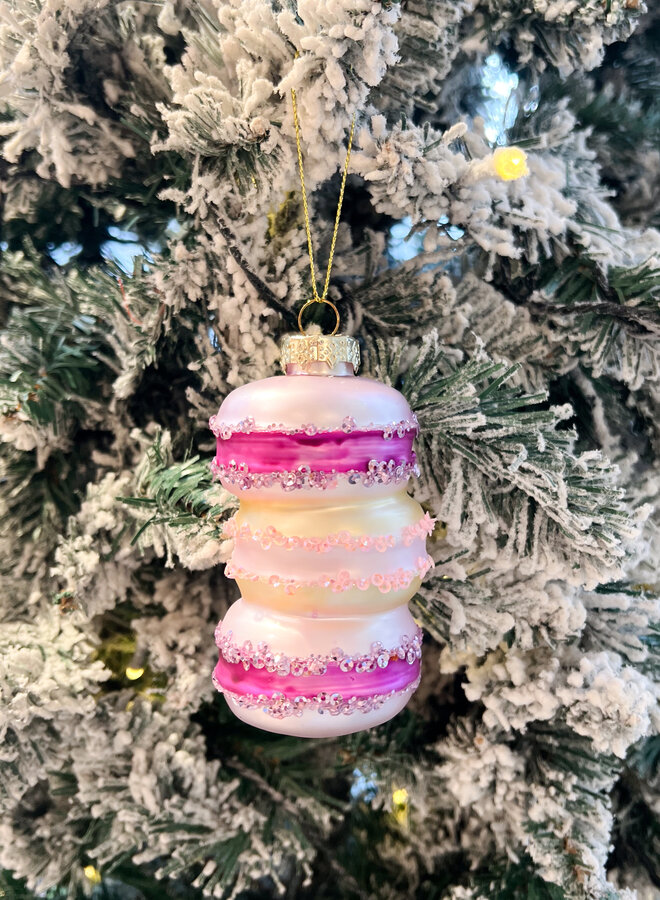 Kerstbal macarons roze/goud