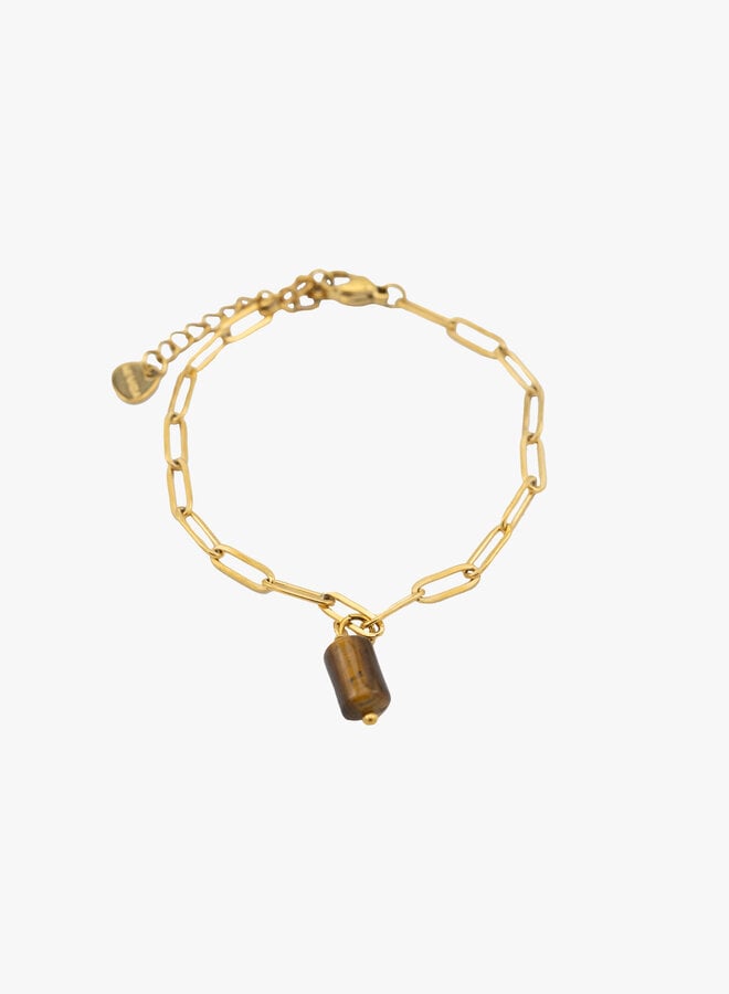 Bedel armband bruin stift goud