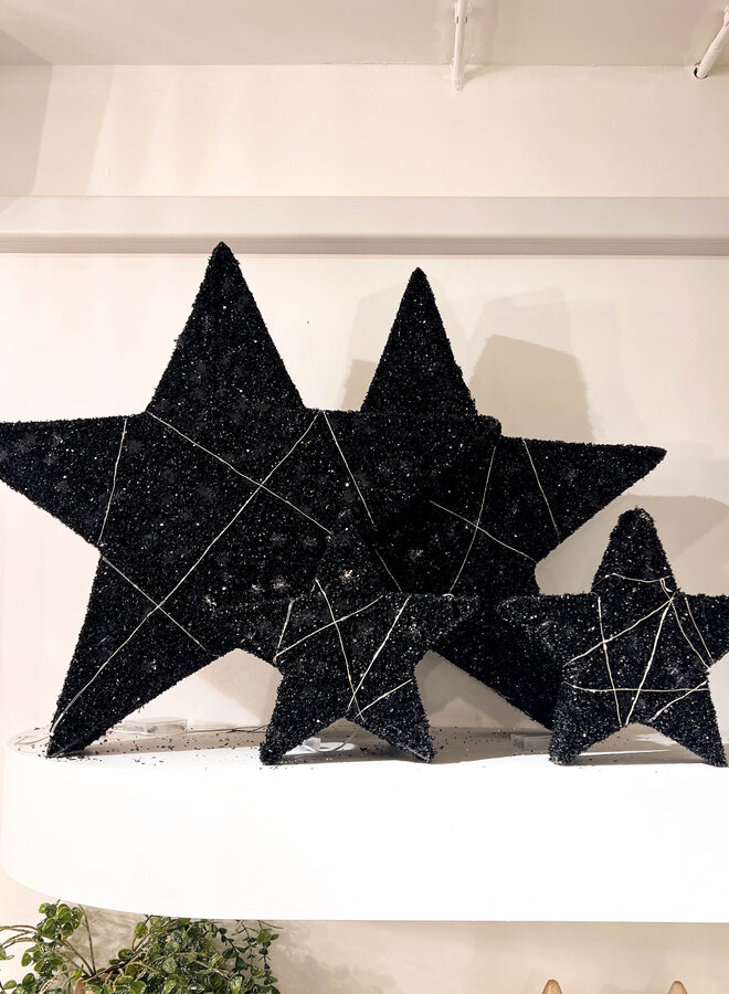 Kerst ster met LED zwart 70cm