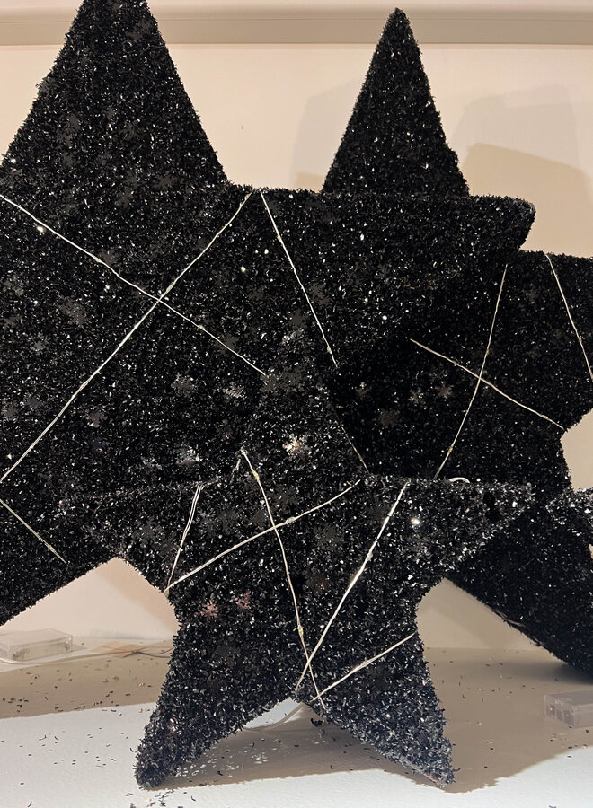 Kerst ster met LED zwart 70cm