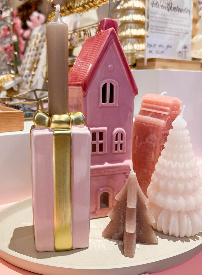 Kandelaar cadeau roze 15 cm