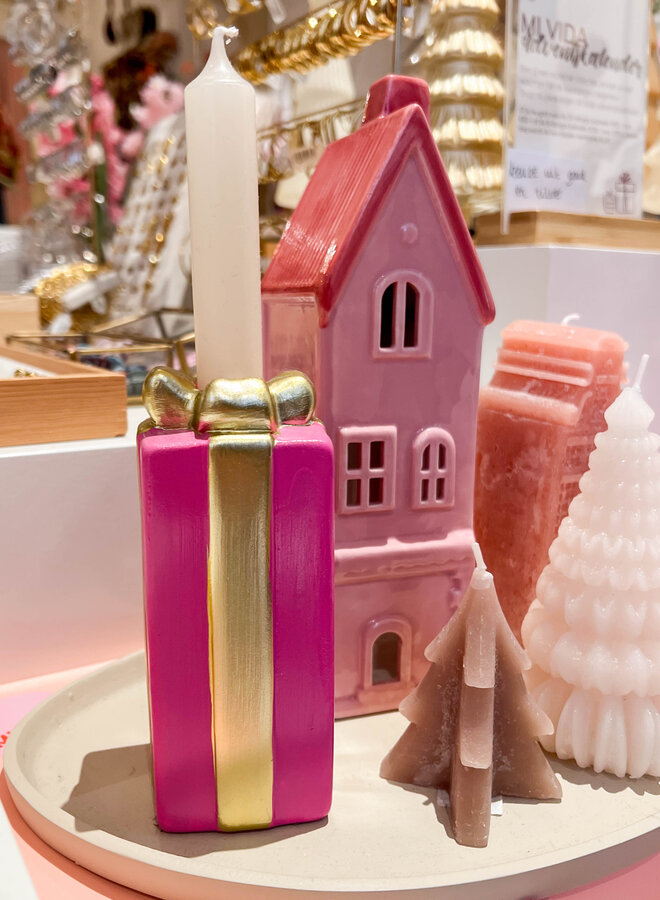 Kandelaar cadeau roze 26 cm