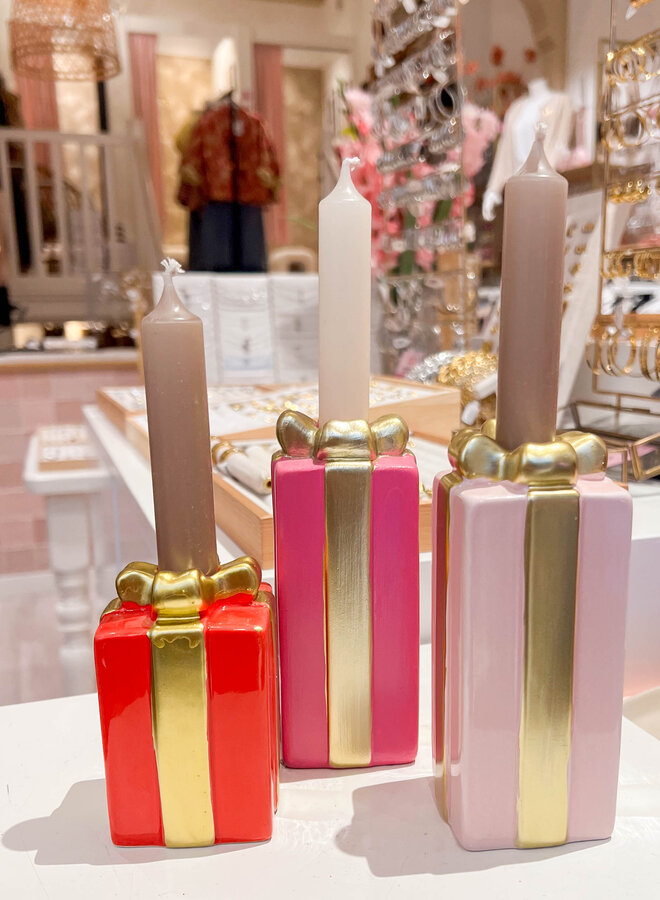 Kandelaar cadeau roze 10 cm