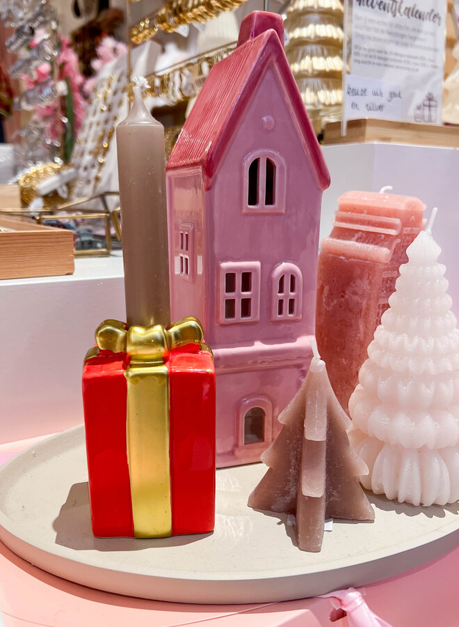 Kandelaar cadeau roze 10 cm