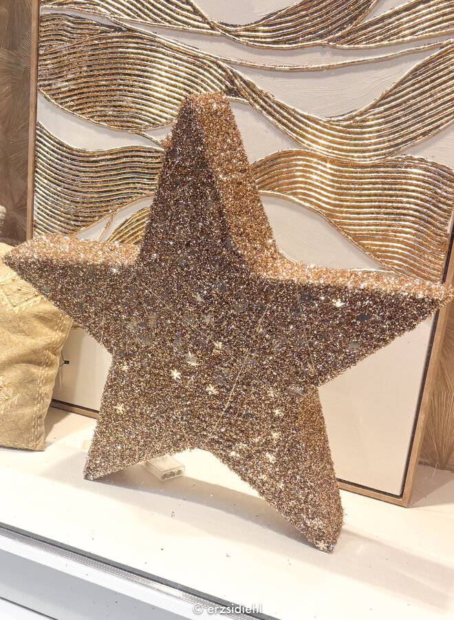 Kerst ster met LED goud 70cm