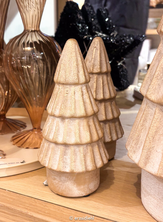 Kerstboom ornament aardewerk goud 20cm