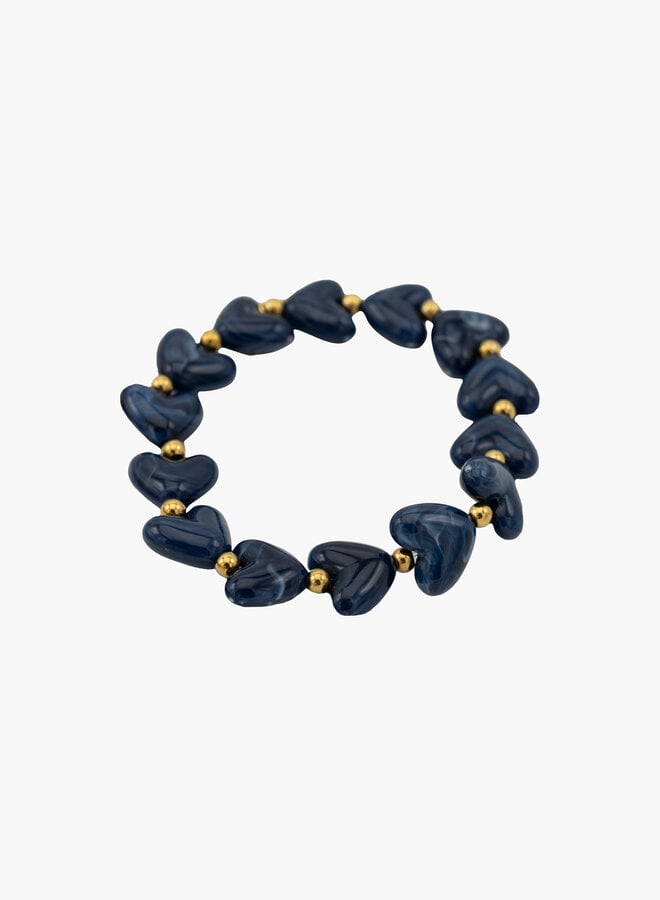 Harten kralen armband blauw
