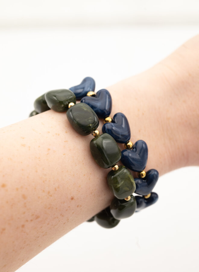Harten kralen armband blauw