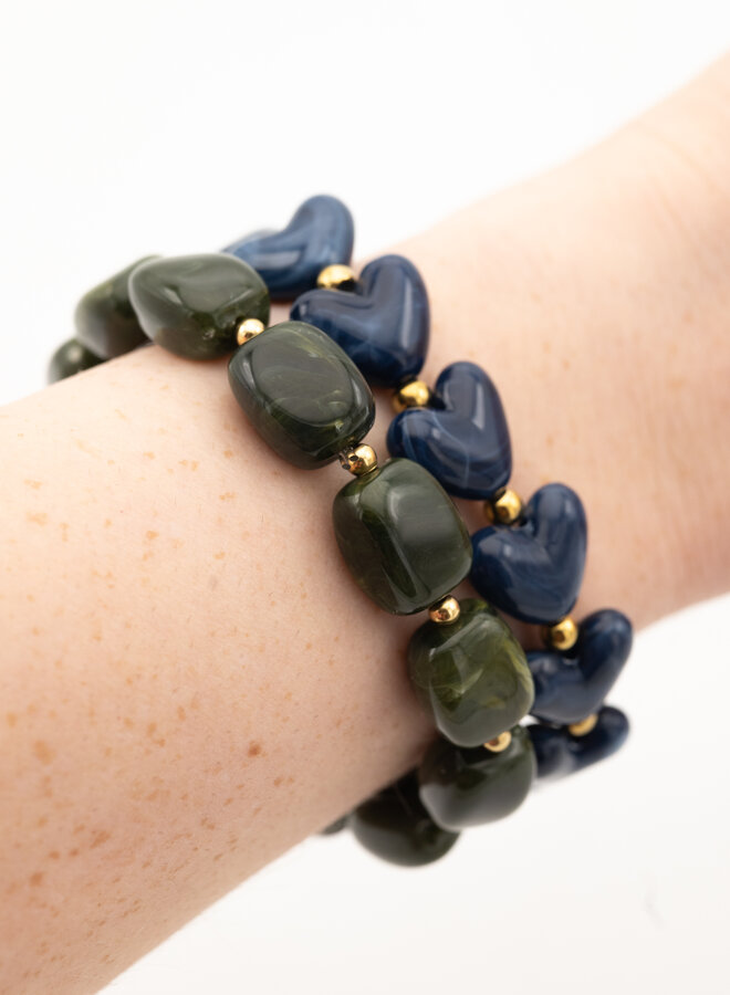 Harten kralen armband blauw