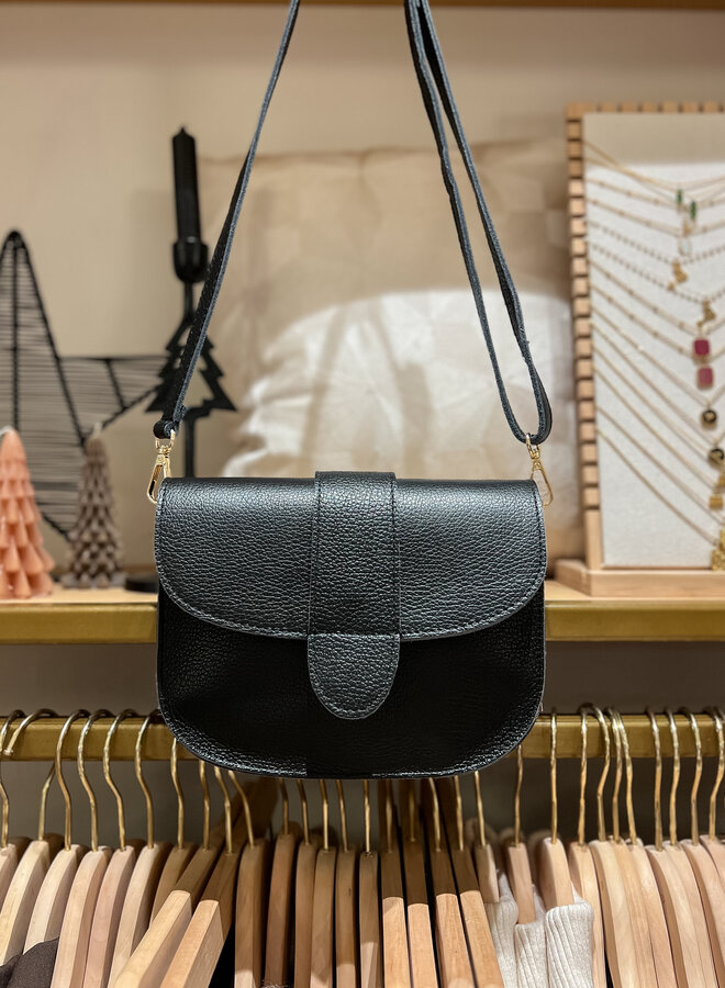 Leren schoudertas Maan zwart