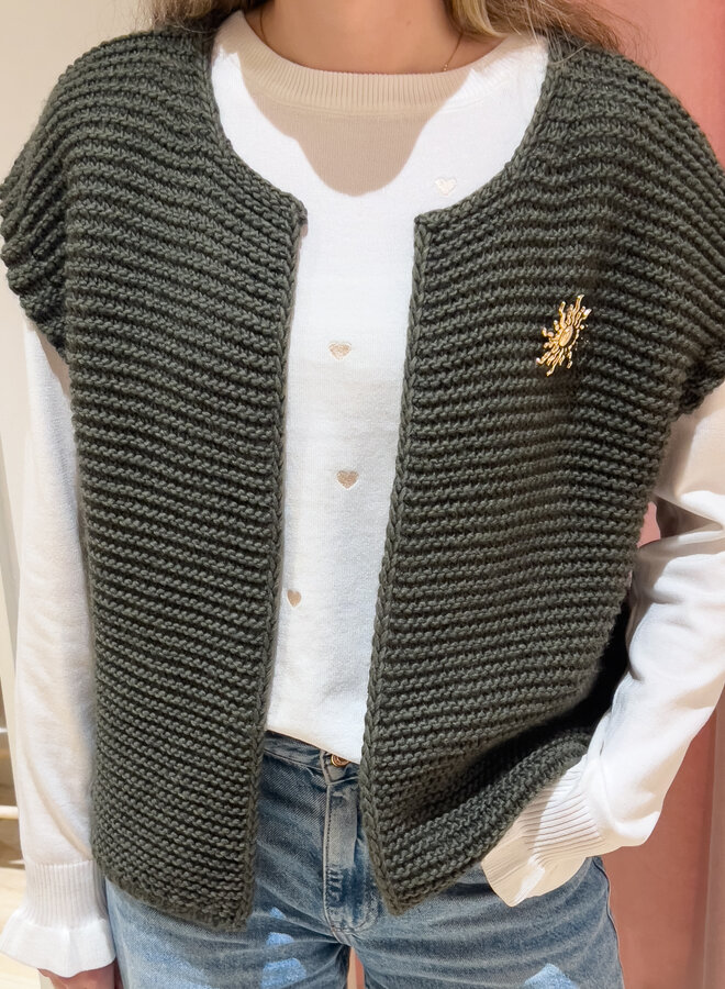 Gilet met broche groen