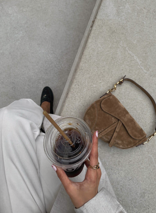 Leren tas suede Gigi donkertaupe