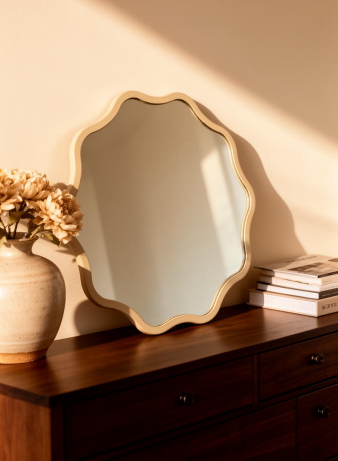 Spiegel bloem beige 23 cm