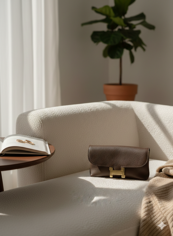 Leren tas hermes dupe donkerbruin