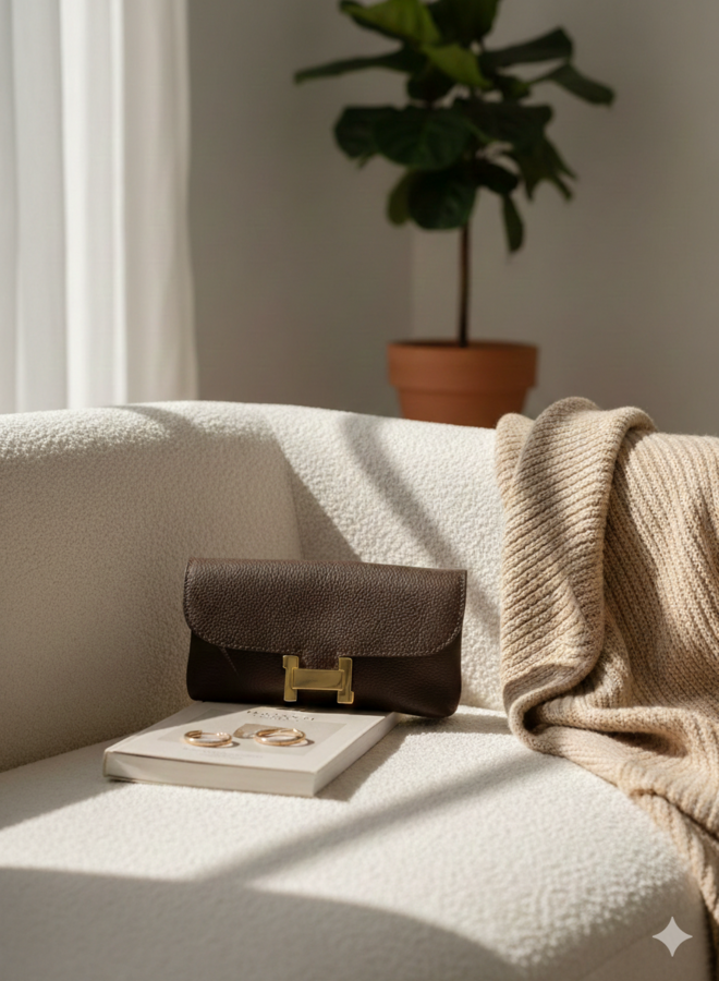 Leren tas hermes dupe donkerbruin