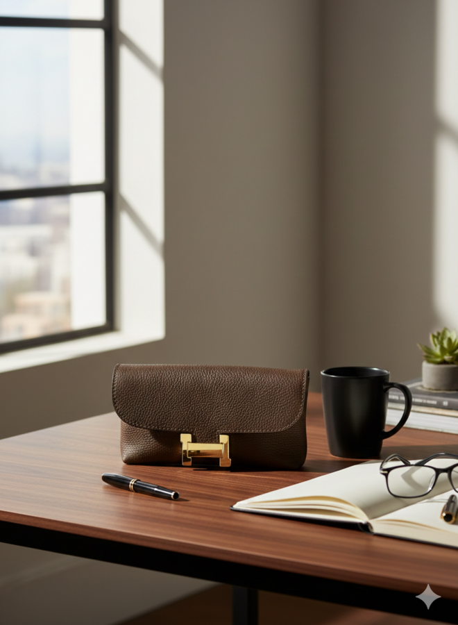 Leren tas hermes dupe donkerbruin