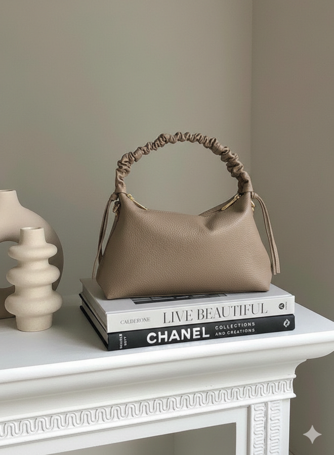 Leren tas Raina taupe