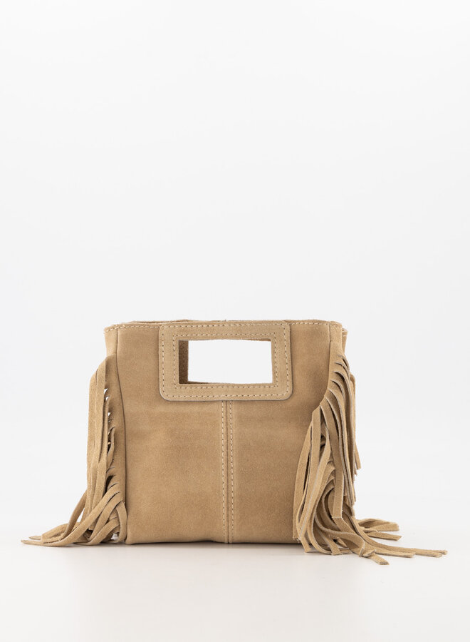 Kleine suede schoudertas franjes