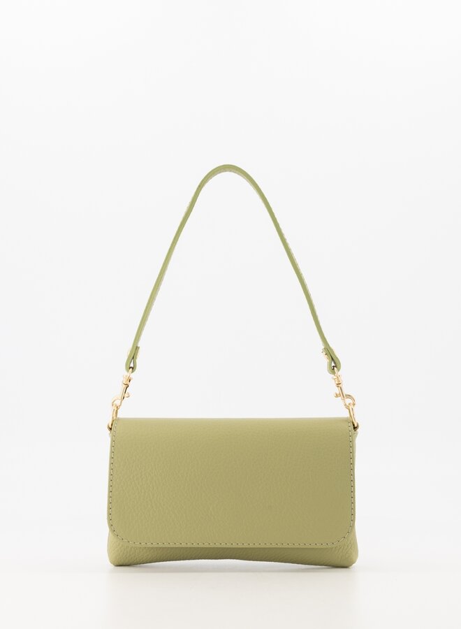 Leren schoudertas groen Lara