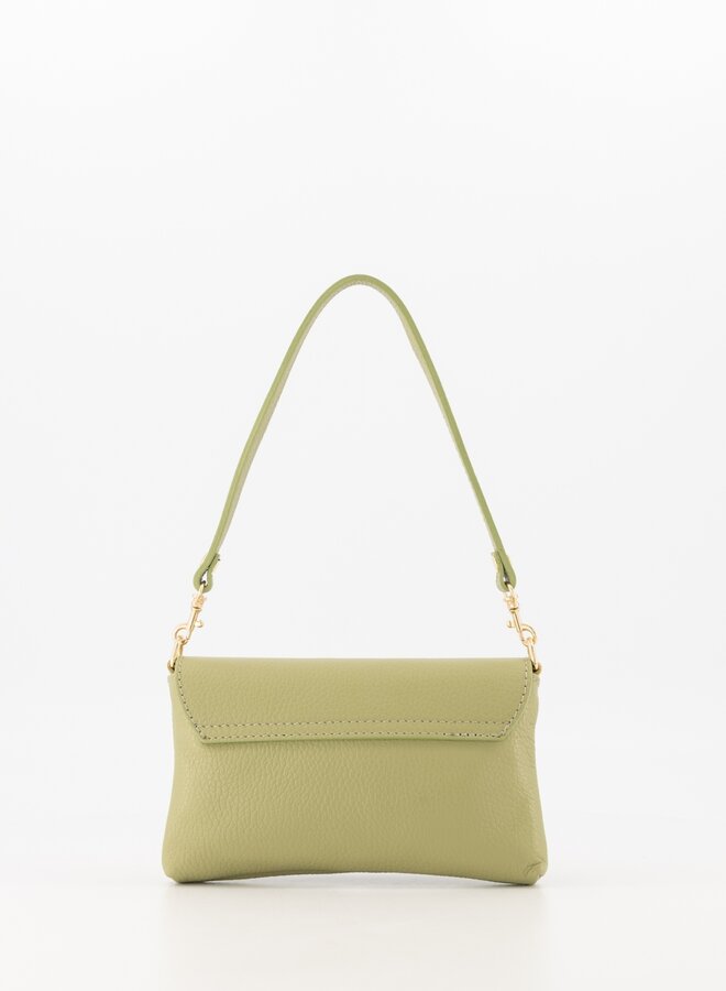 Leren schoudertas groen Lara