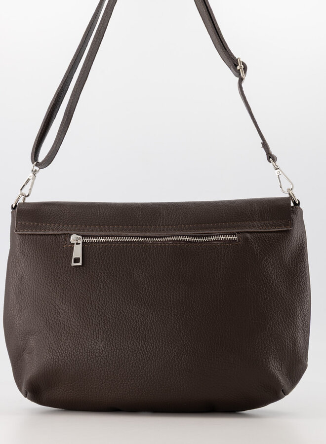 Leren tas met studs Juli donkerbruin