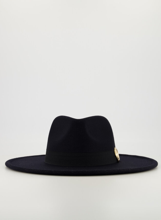 Hoed Chiara stof zwart - Fedora hoed zwart