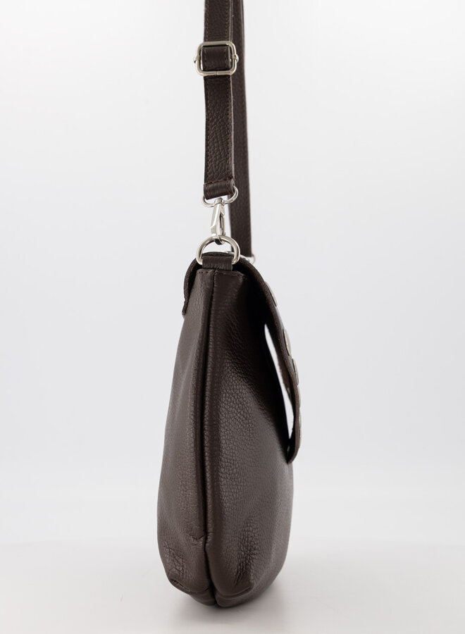 Leren tas met studs Juli donkerbruin