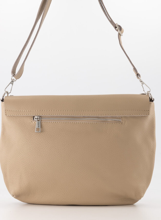 Leren tas met studs Juli taupe