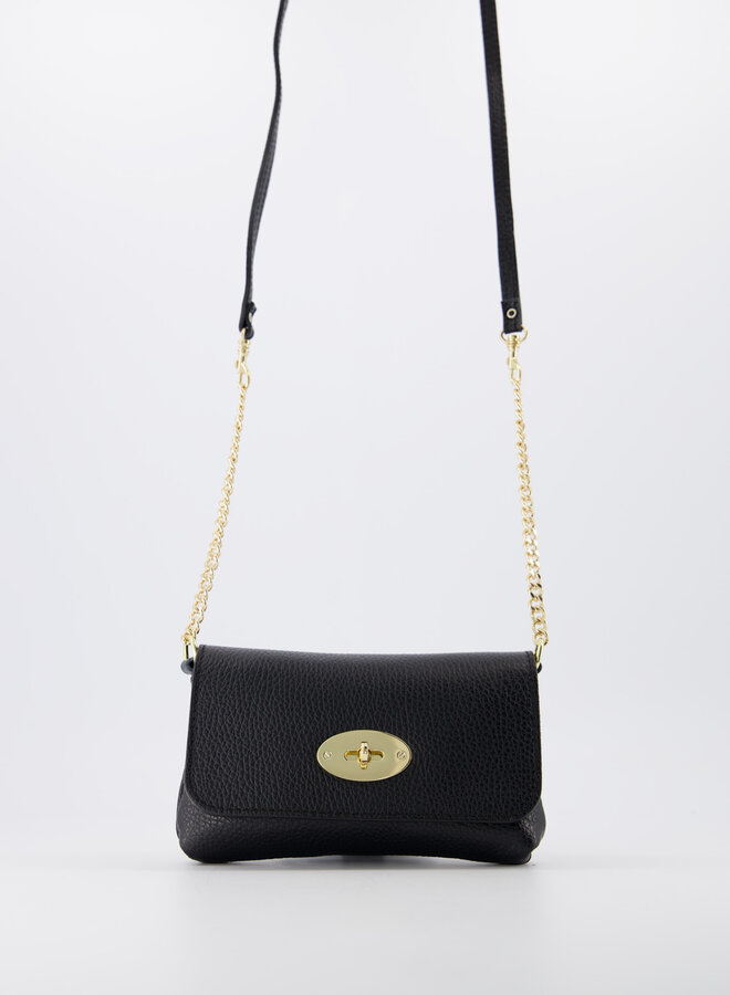 Leren schoudertas Finley zwart