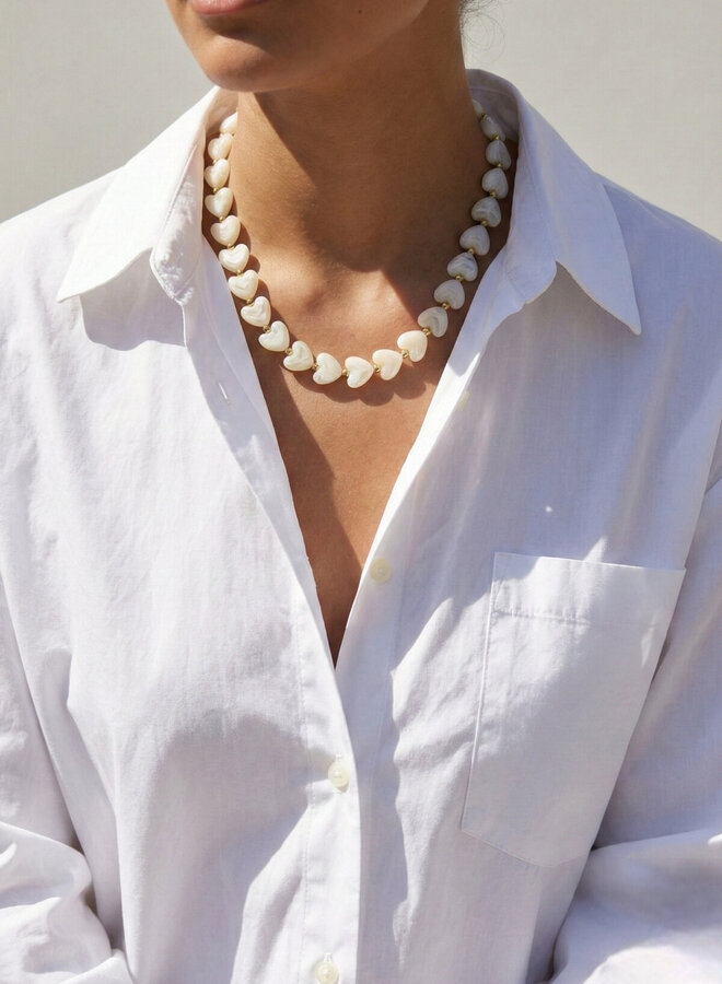Ketting met hartjes kralen wit