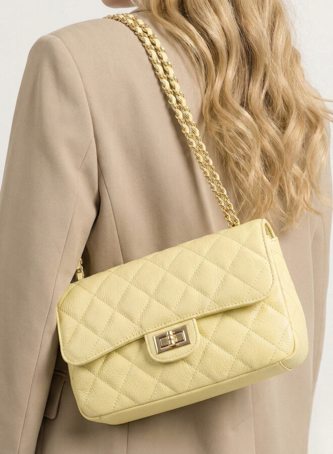 Leren tas Sophia botergeel