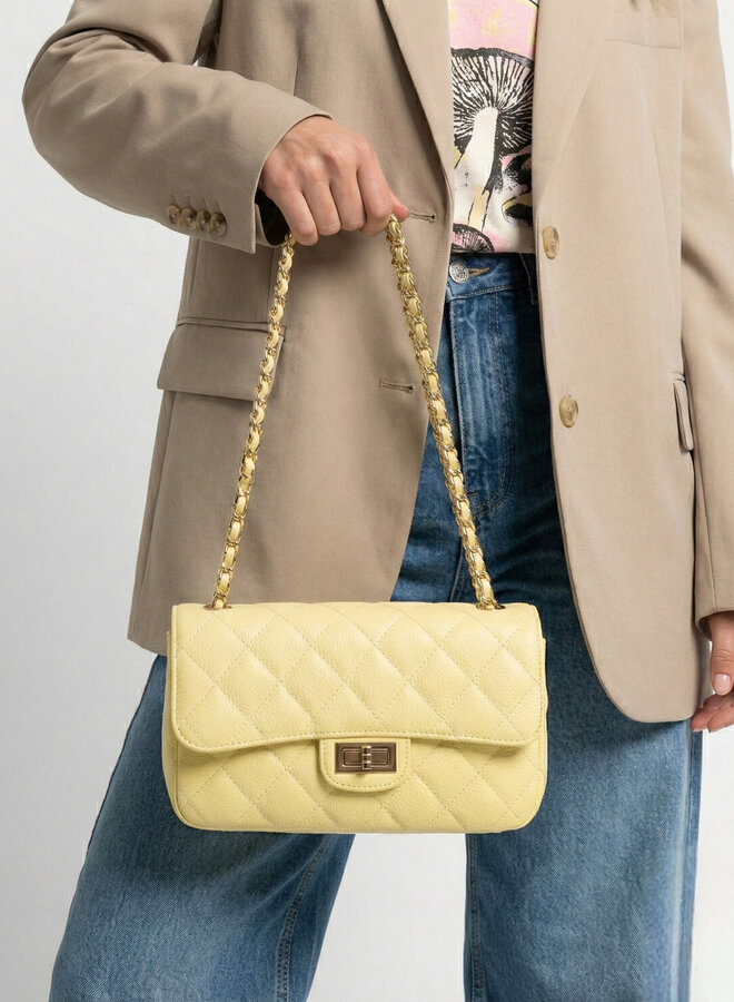 Leren tas Sophia botergeel