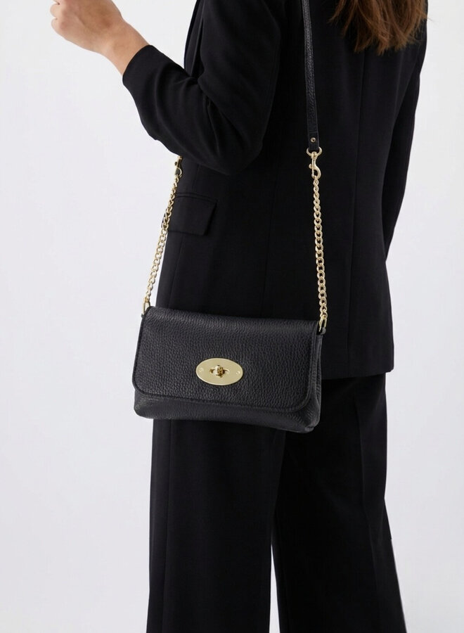 Leren schoudertas Finley zwart