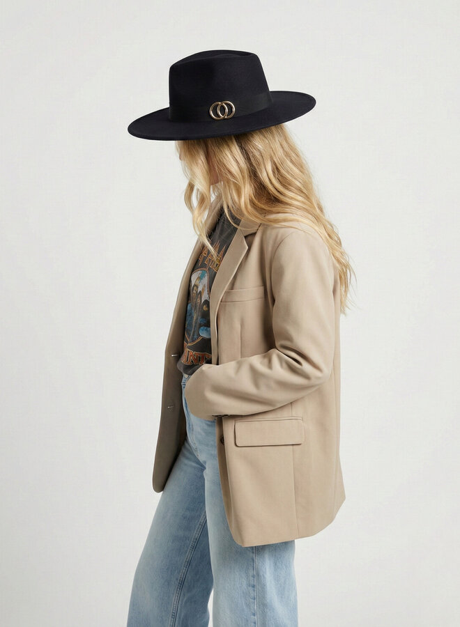 Hoed Chiara stof zwart - Fedora hoed zwart