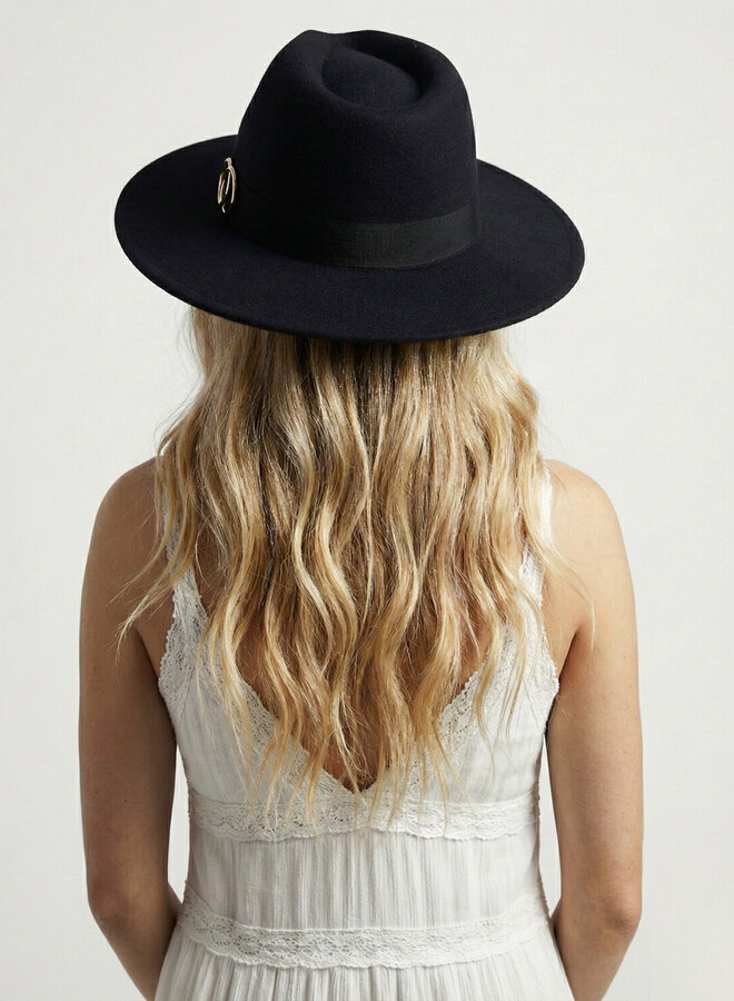 Hoed Chiara stof zwart - Fedora hoed zwart